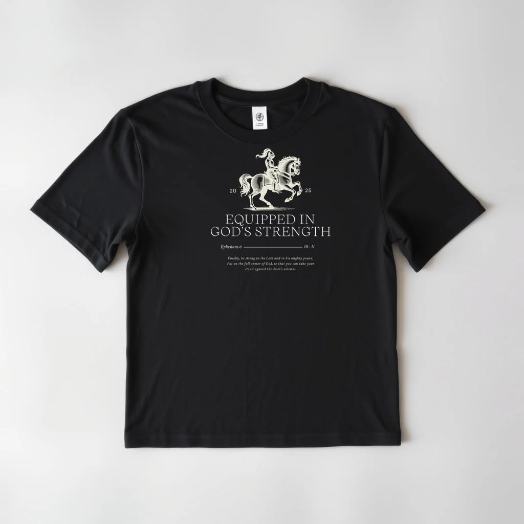 Black Design Equipped In God s Strenghth 1 — custom print by Terri's Closet