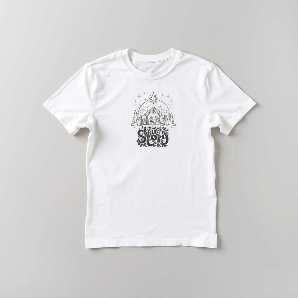 Minimalistic Nativity Scene with True Story — custom print by Terri's Closet