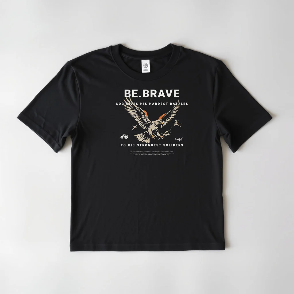 TakeItEasy Christian Mens BE BRAVE BIRD — custom print by Terri's Closet