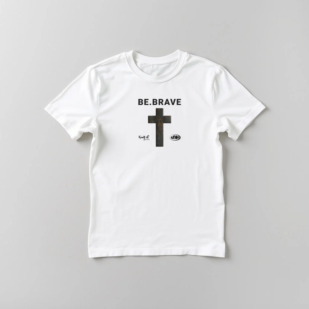TakeItEasy Christian Mens BE BRAVE POCKET WHITE — custom print by Terri's Closet